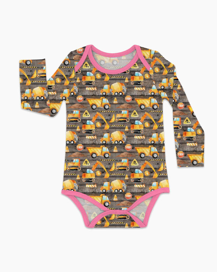 Construction Vehicles Bamboo Bodysuit
