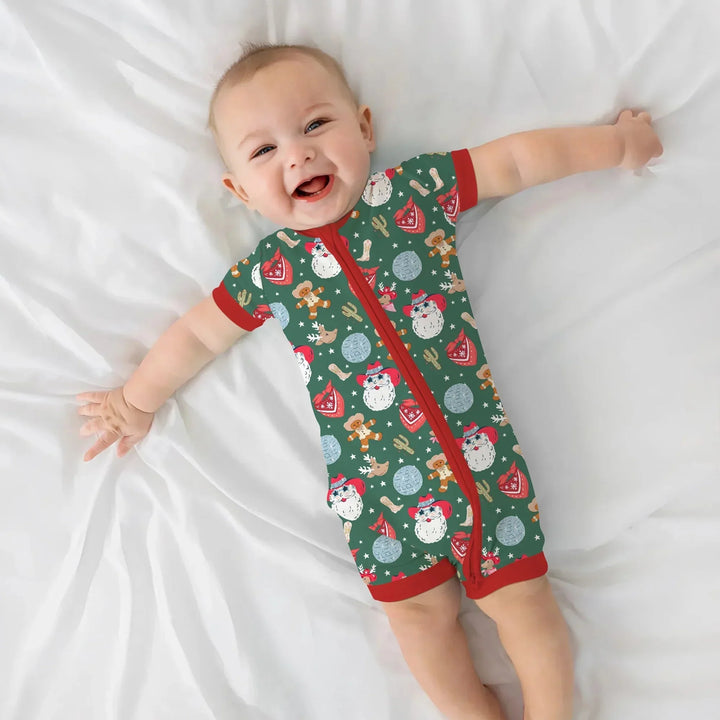 Lovely Western Christmas Boy Shorty Zippy , Lovely Western Christmas Boy Shorty Zippy - 0-3M