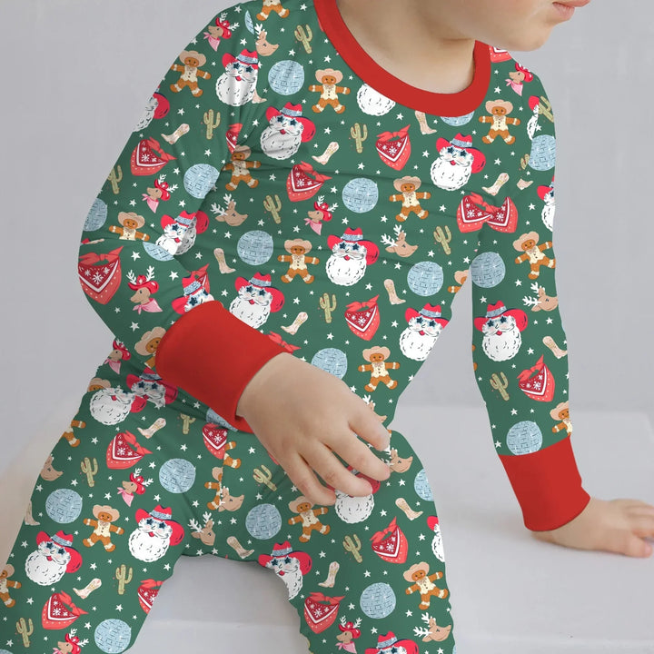 Lovely Western Christmas Boy Two Piece Long Sleeve Pajama Set , Lovely Western Christmas Boy Two Piece Long Sleeve Pajama Set - 12-18M