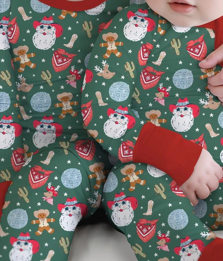 Lovely Western Christmas Boy Two Piece Long Sleeve Pajama Set , Lovely Western Christmas Boy Two Piece Long Sleeve Pajama Set - 12-18M
