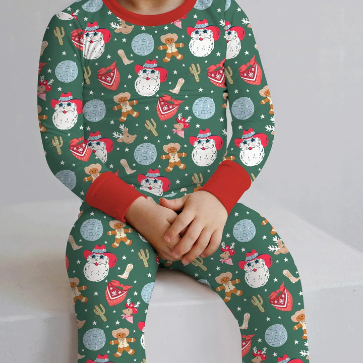 Lovely Western Christmas Boy Two Piece Long Sleeve Pajama Set , Lovely Western Christmas Boy Two Piece Long Sleeve Pajama Set - 12-18M