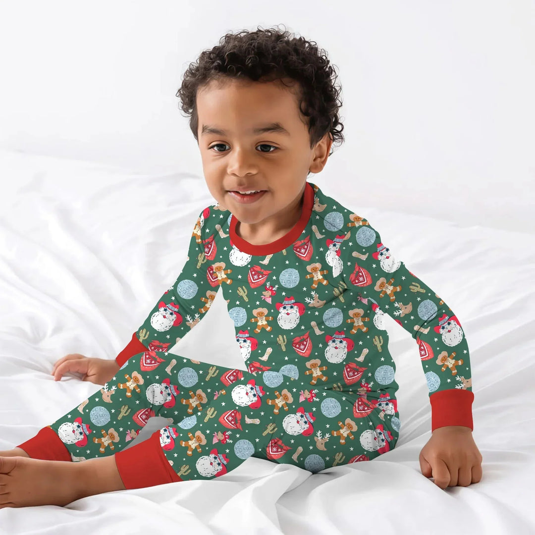 Lovely Western Christmas Boy Two Piece Long Sleeve Pajama Set , Lovely Western Christmas Boy Two Piece Long Sleeve Pajama Set - 12-18M