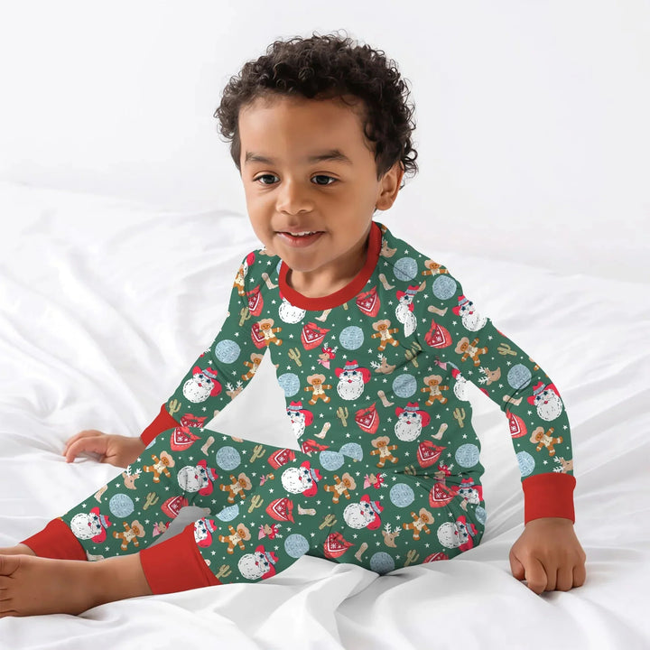 Lovely Western Christmas Boy Two Piece Long Sleeve Pajama Set , Lovely Western Christmas Boy Two Piece Long Sleeve Pajama Set - 12-18M