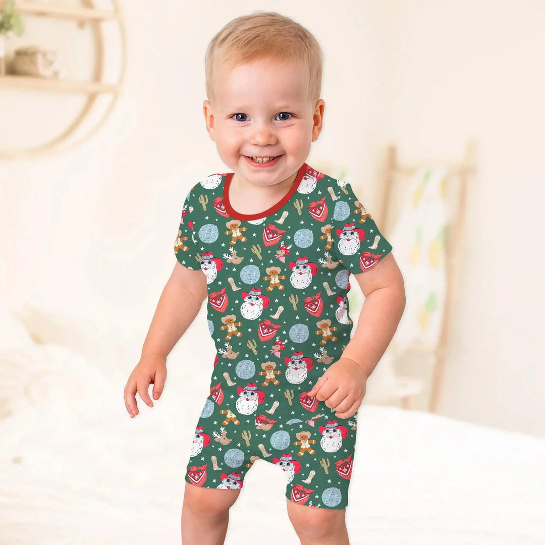 Lovely Western Christmas Boy Two Piece Short Sleeve Shorts Pajama Set , Lovely Western Christmas Boy Two Piece Short Sleeve Shorts Pajama Set - 12-18M