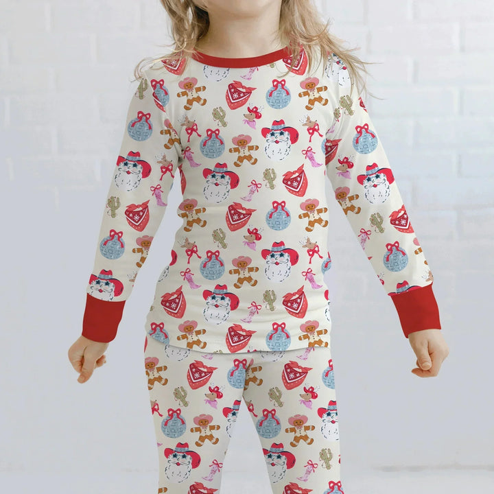 Lovely Western Christmas Girl Two Piece Long Sleeve Pajama Set , Lovely Western Christmas Girl Two Piece Long Sleeve Pajama Set - 12-18M