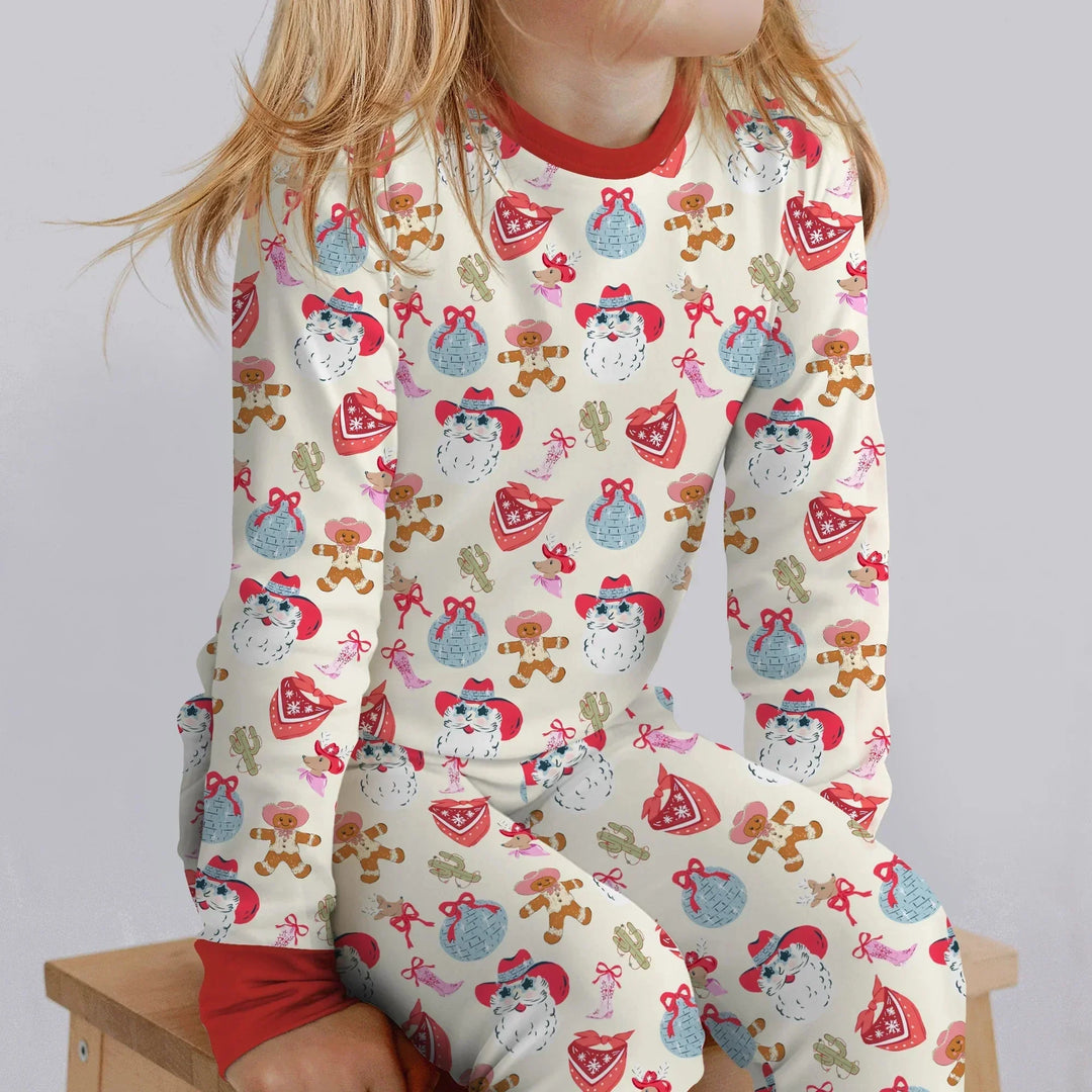 Lovely Western Christmas Girl Two Piece Long Sleeve Pajama Set , Lovely Western Christmas Girl Two Piece Long Sleeve Pajama Set - 12-18M