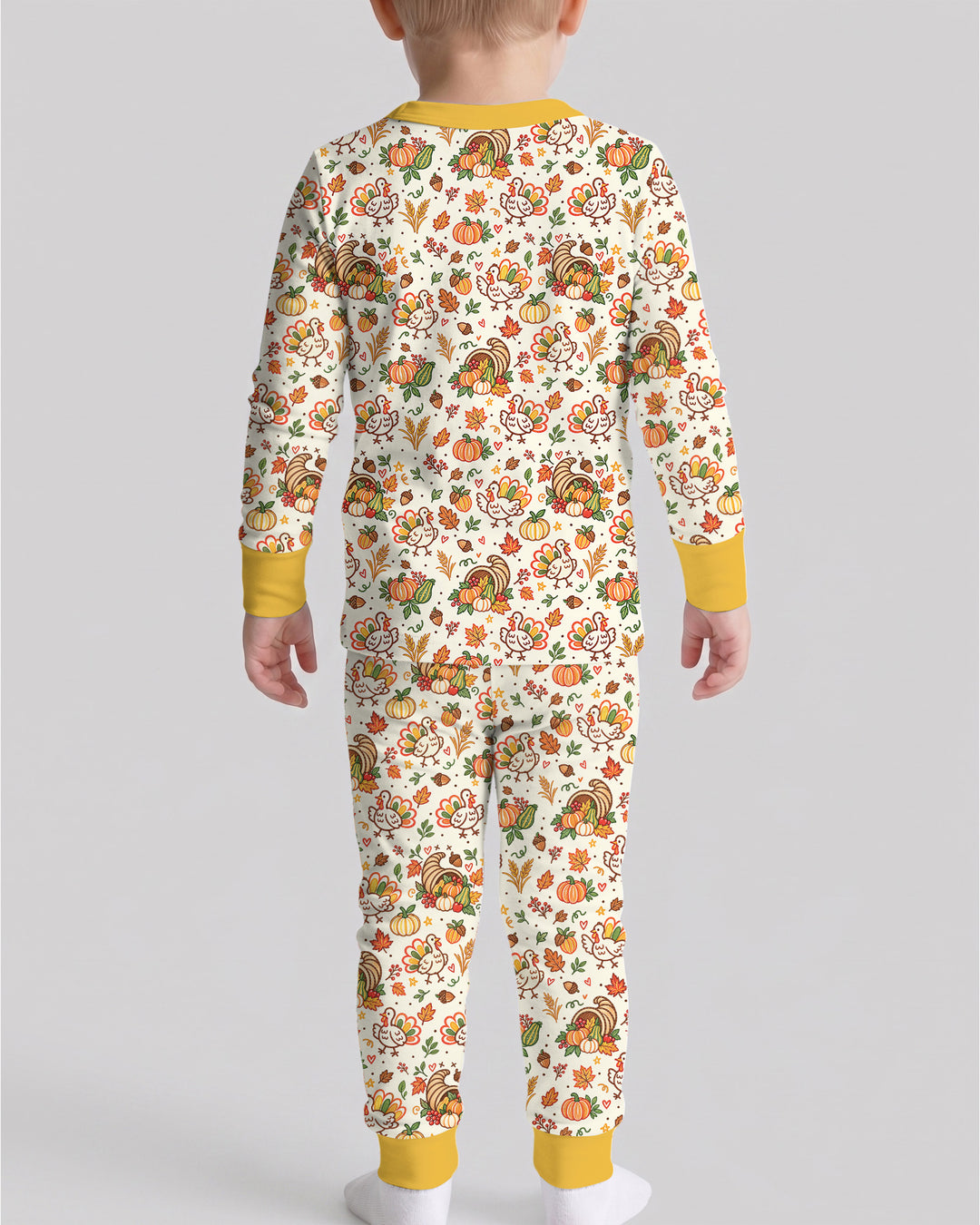 Thanksgiving Turkey Sketch Bamboo Two Piece Long Sleeve Pajama Set