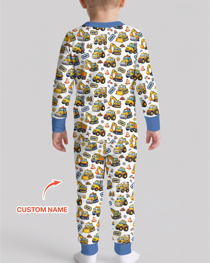 Construction Machines Bamboo Two Piece Long Sleeve Pajama Set