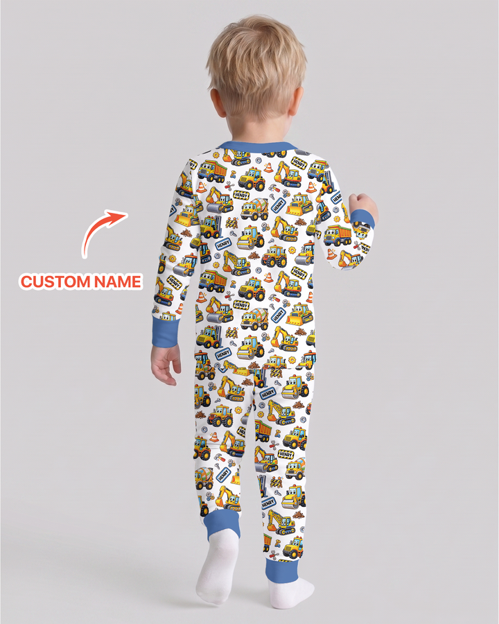 Construction Machines Bamboo Two Piece Long Sleeve Pajama Set