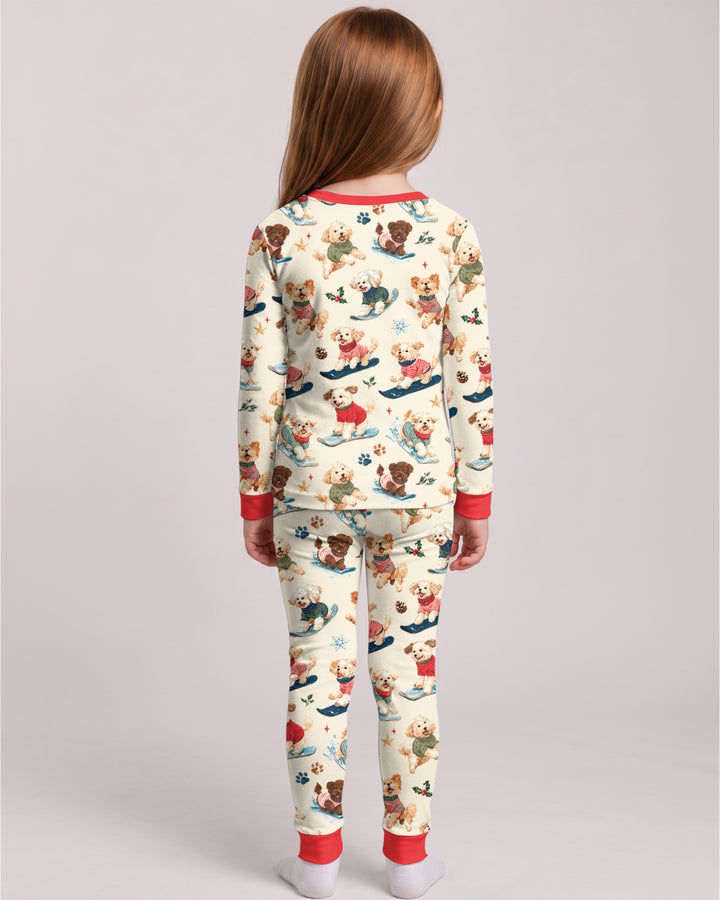 Snowboarding Dogs Bamboo Two Piece Long Sleeve Pajama Set