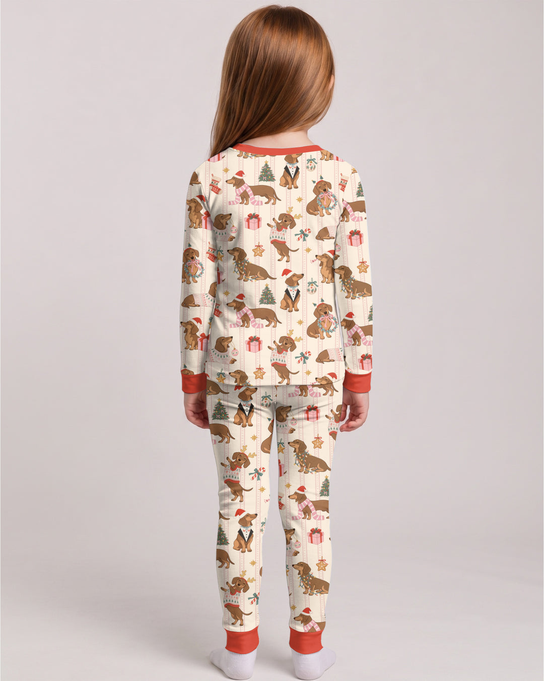Christmas Dachshund Cute Vintage Bamboo Two Piece Long Sleeve Pajama Set