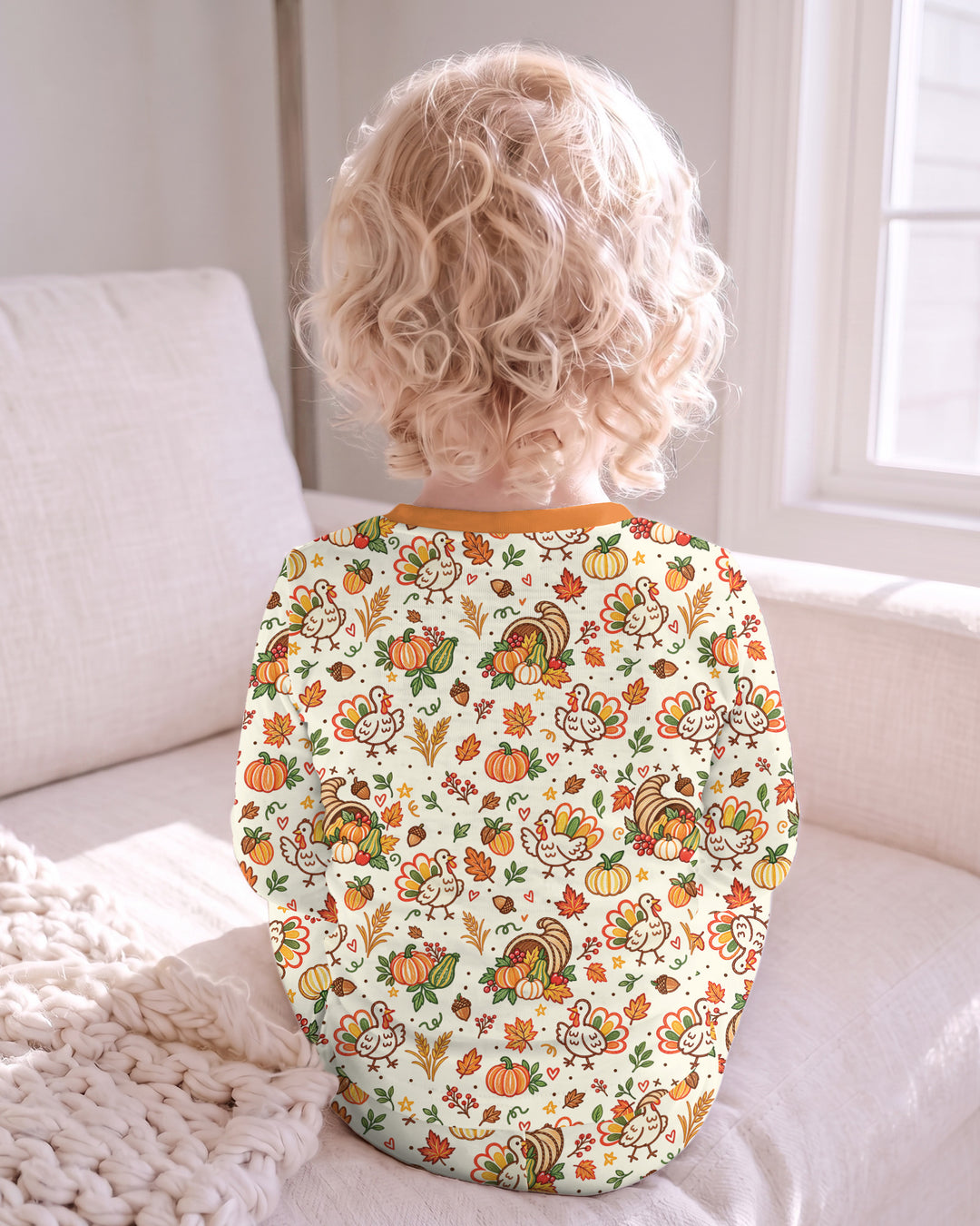 Thanksgiving Turkey Sketch Bamboo Two Piece Long Sleeve Pajama Set