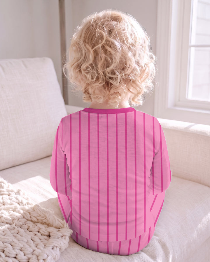 Personalized Retro Stripe Dinosaur T-Rex Bamboo Two Piece Long Sleeve Pajama Set