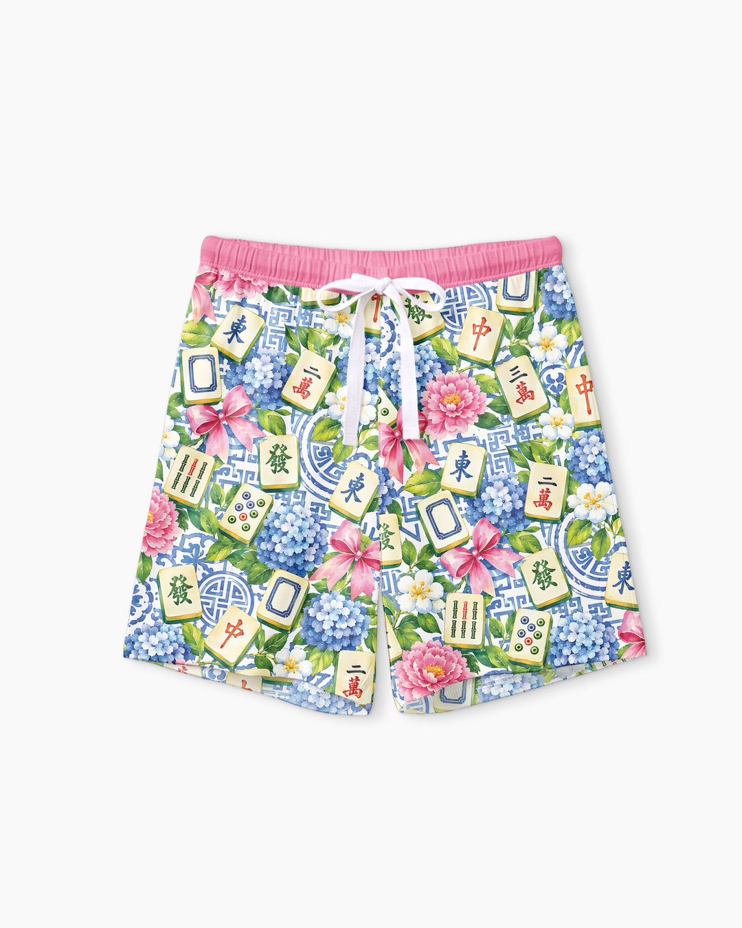 Mahjong in Bloom Bamboo Women Short Sleeve Short Pajama Set