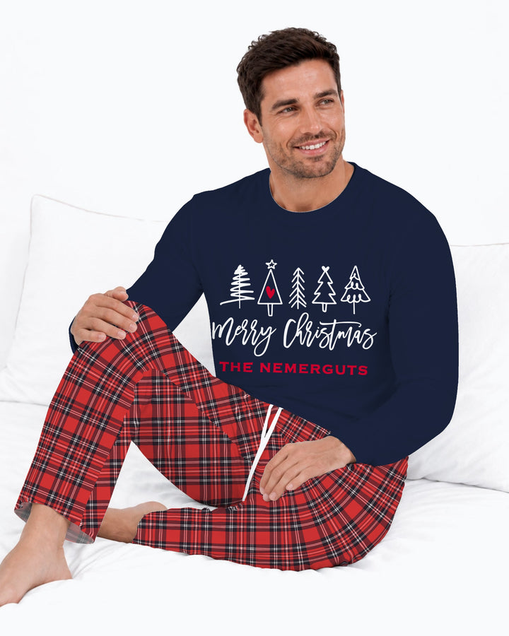 Custom Christmas Tree Bamboo Men's Pajama Set