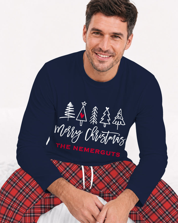 Custom Christmas Tree Bamboo Men's Pajama Set