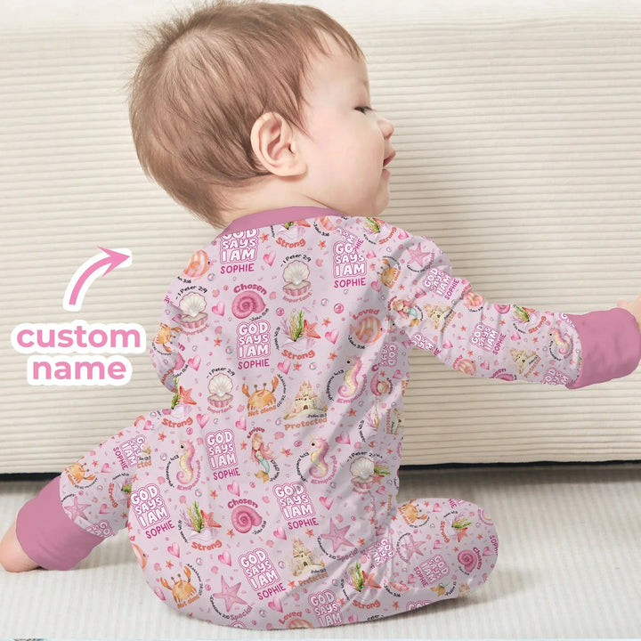Mermaid God Says I Am Custom Name Convertible Zippy , Mermaid God Says I Am Custom Name Convertible Zippy - 0-3M