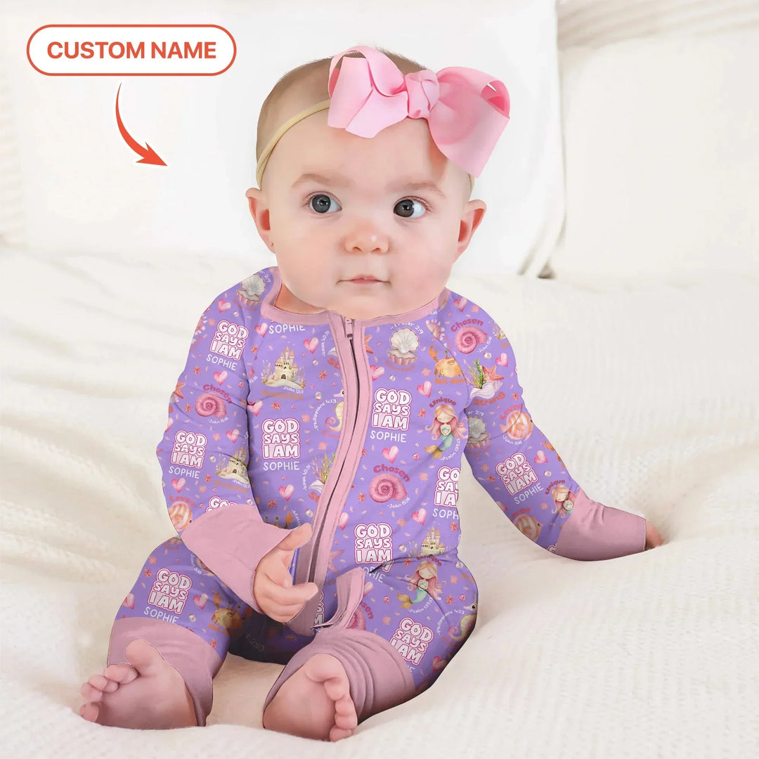 Mermaid God Says I Am Custom Name Convertible Zippy , Mermaid God Says I Am Custom Name Convertible Zippy - 0-3M