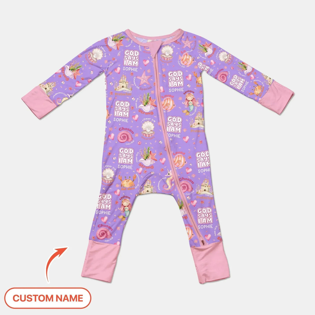 Mermaid God Says I Am Custom Name Convertible Zippy , Mermaid God Says I Am Custom Name Convertible Zippy - 0-3M