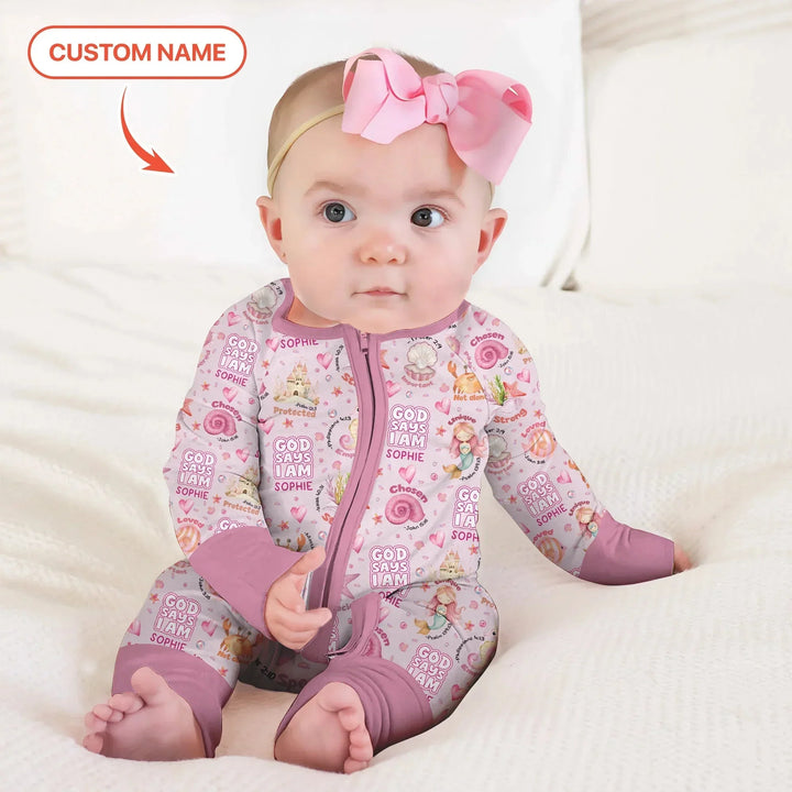 Mermaid God Says I Am Custom Name Convertible Zippy , Mermaid God Says I Am Custom Name Convertible Zippy - 0-3M