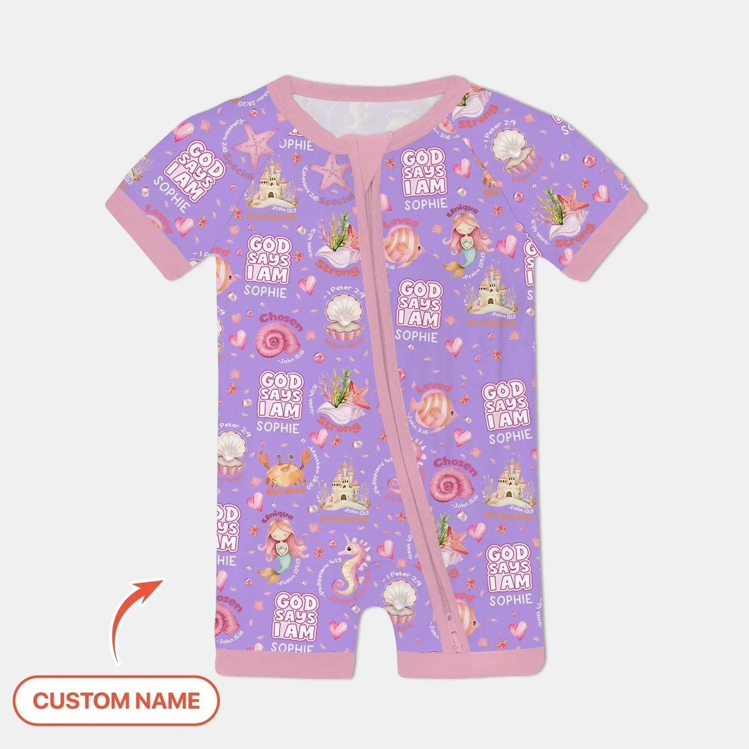 Mermaid God Says I Am Custom Name Shorty Zippy , Mermaid God Says I Am Custom Name Shorty Zippy - 0-3M