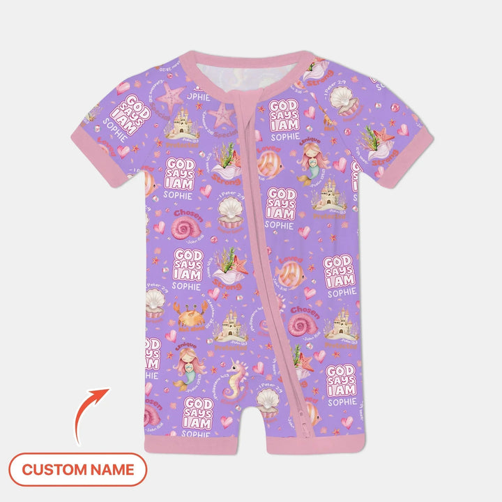 Mermaid God Says I Am Custom Name Shorty Zippy , Mermaid God Says I Am Custom Name Shorty Zippy - 0-3M