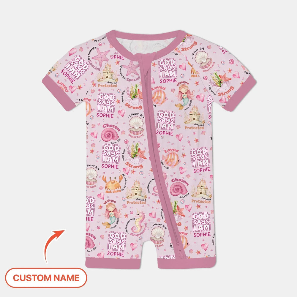 Mermaid God Says I Am Custom Name Shorty Zippy , Mermaid God Says I Am Custom Name Shorty Zippy - 0-3M