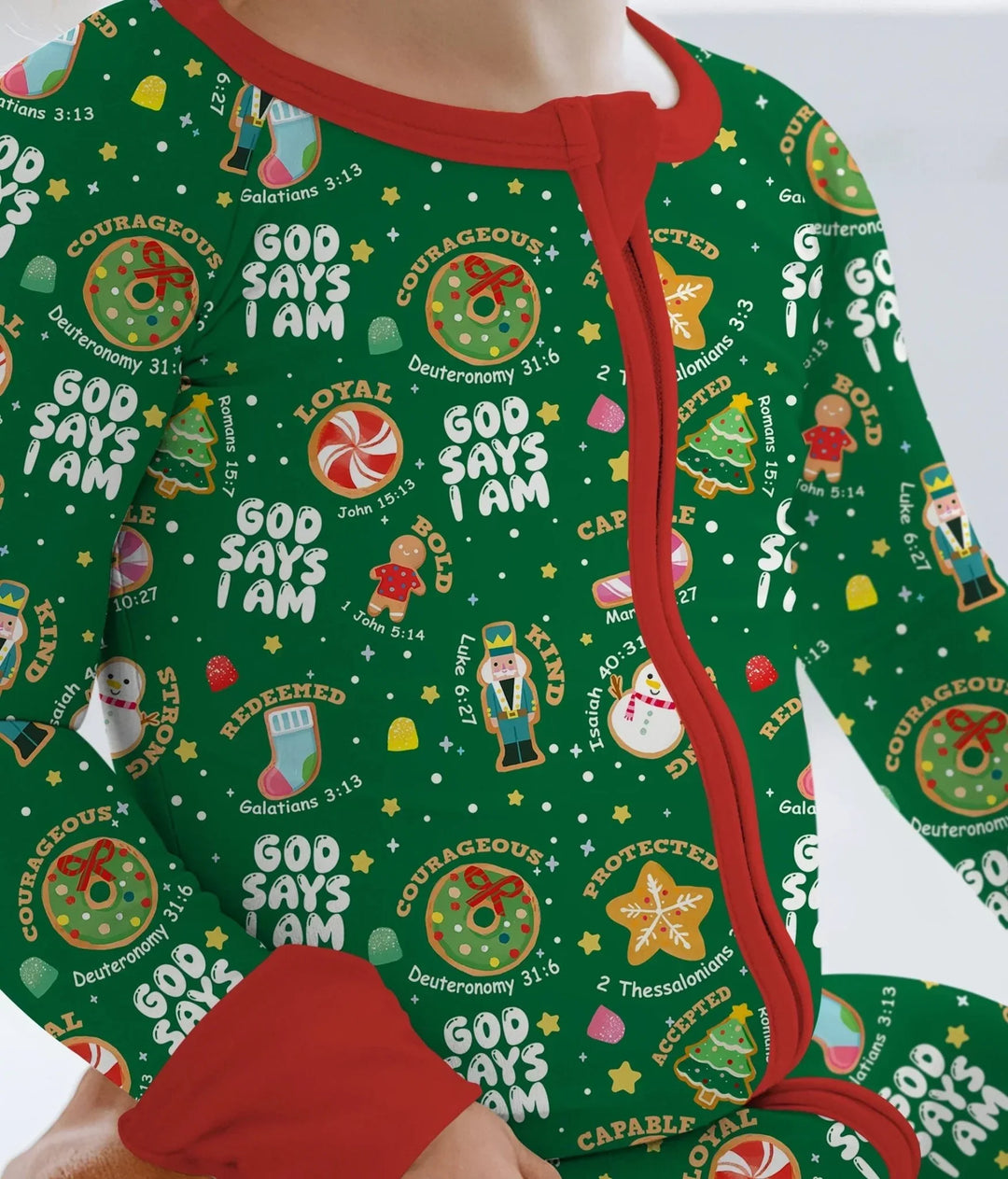 Merry Christmas God Says I Am Convertible Zippy , Merry Christmas God Says I Am Convertible Zippy - 0-3M / Green