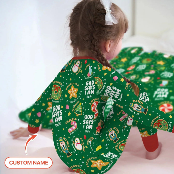 Merry Christmas God Says I Am Custom Name Convertible Zippy , Merry Christmas God Says I Am Custom Name Convertible Zippy - 0-3M