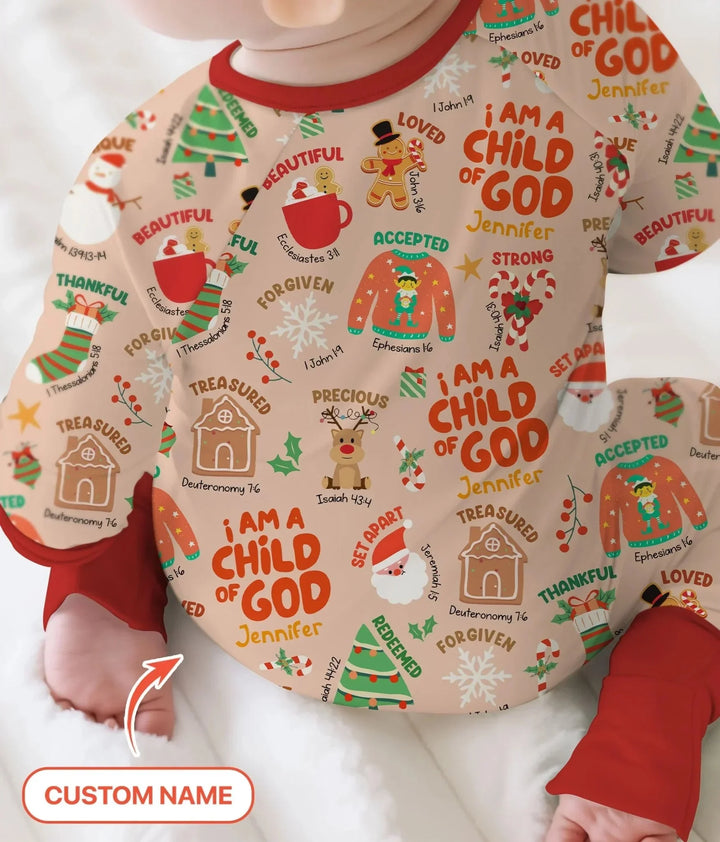 Merry Christmas I Am A Child Of God Custom Name Convertible Zippy , Merry Christmas I Am A Child Of God Custom Name Convertible Zippy - 0-3M