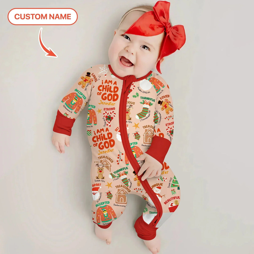 Merry Christmas I Am A Child Of God Custom Name Convertible Zippy , Merry Christmas I Am A Child Of God Custom Name Convertible Zippy - 0-3M
