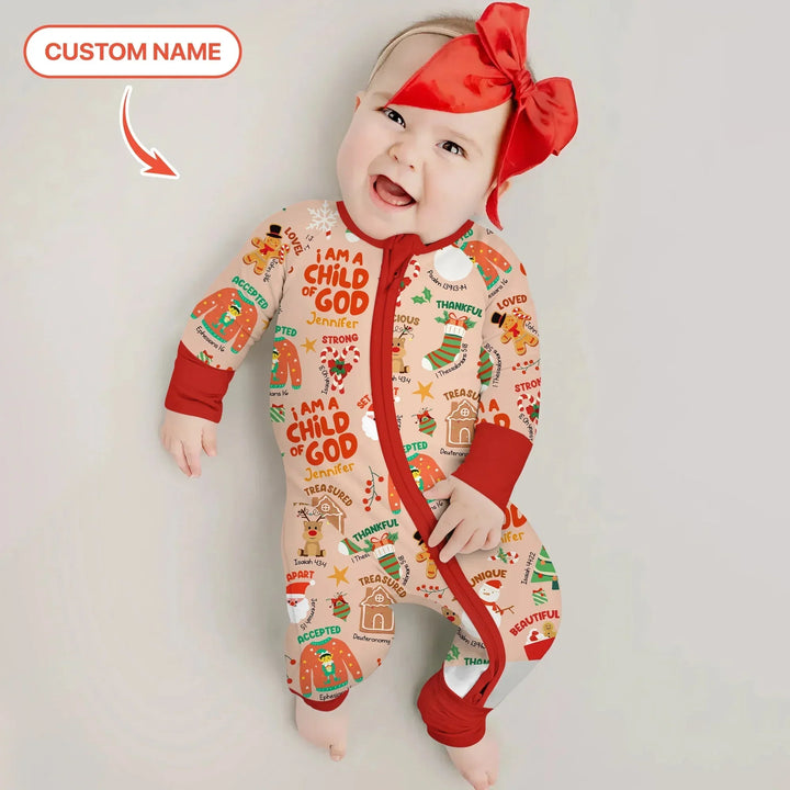 Merry Christmas I Am A Child Of God Custom Name Convertible Zippy , Merry Christmas I Am A Child Of God Custom Name Convertible Zippy - 0-3M