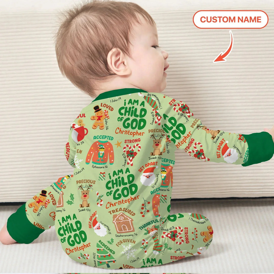 Merry Christmas I Am A Child Of God Custom Name Convertible Zippy , Merry Christmas I Am A Child Of God Custom Name Convertible Zippy - 0-3M
