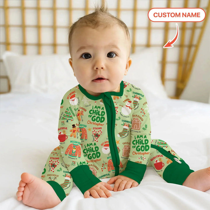 Merry Christmas I Am A Child Of God Custom Name Convertible Zippy , Merry Christmas I Am A Child Of God Custom Name Convertible Zippy - 0-3M