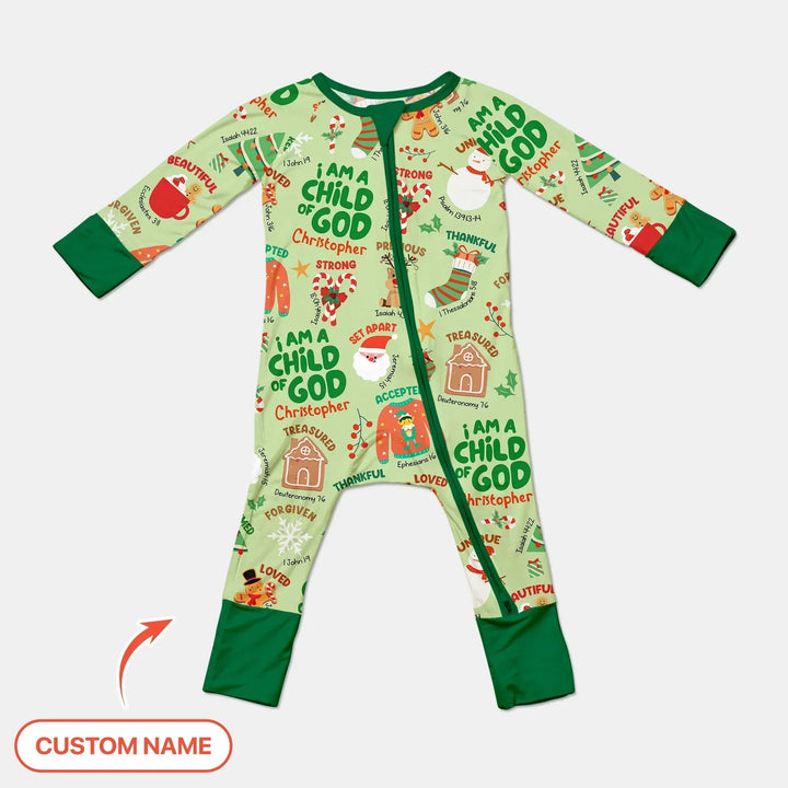 Merry Christmas I Am A Child Of God Custom Name Convertible Zippy , Merry Christmas I Am A Child Of God Custom Name Convertible Zippy - 0-3M
