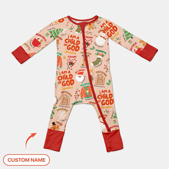 Merry Christmas I Am A Child Of God Custom Name Convertible Zippy , Merry Christmas I Am A Child Of God Custom Name Convertible Zippy - 0-3M