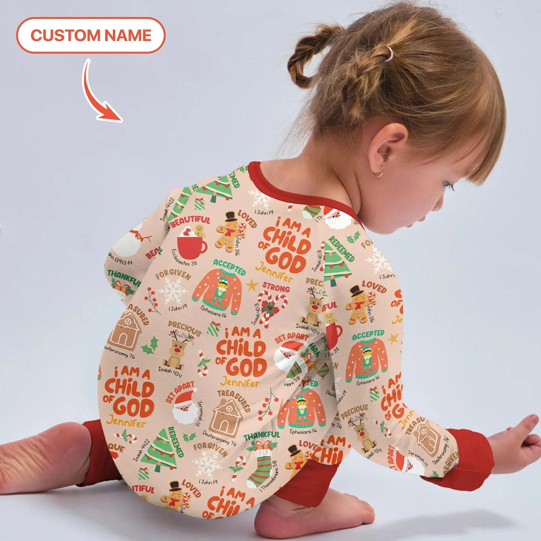 Merry Christmas I Am A Child Of God Custom Name Convertible Zippy , Merry Christmas I Am A Child Of God Custom Name Convertible Zippy - 0-3M