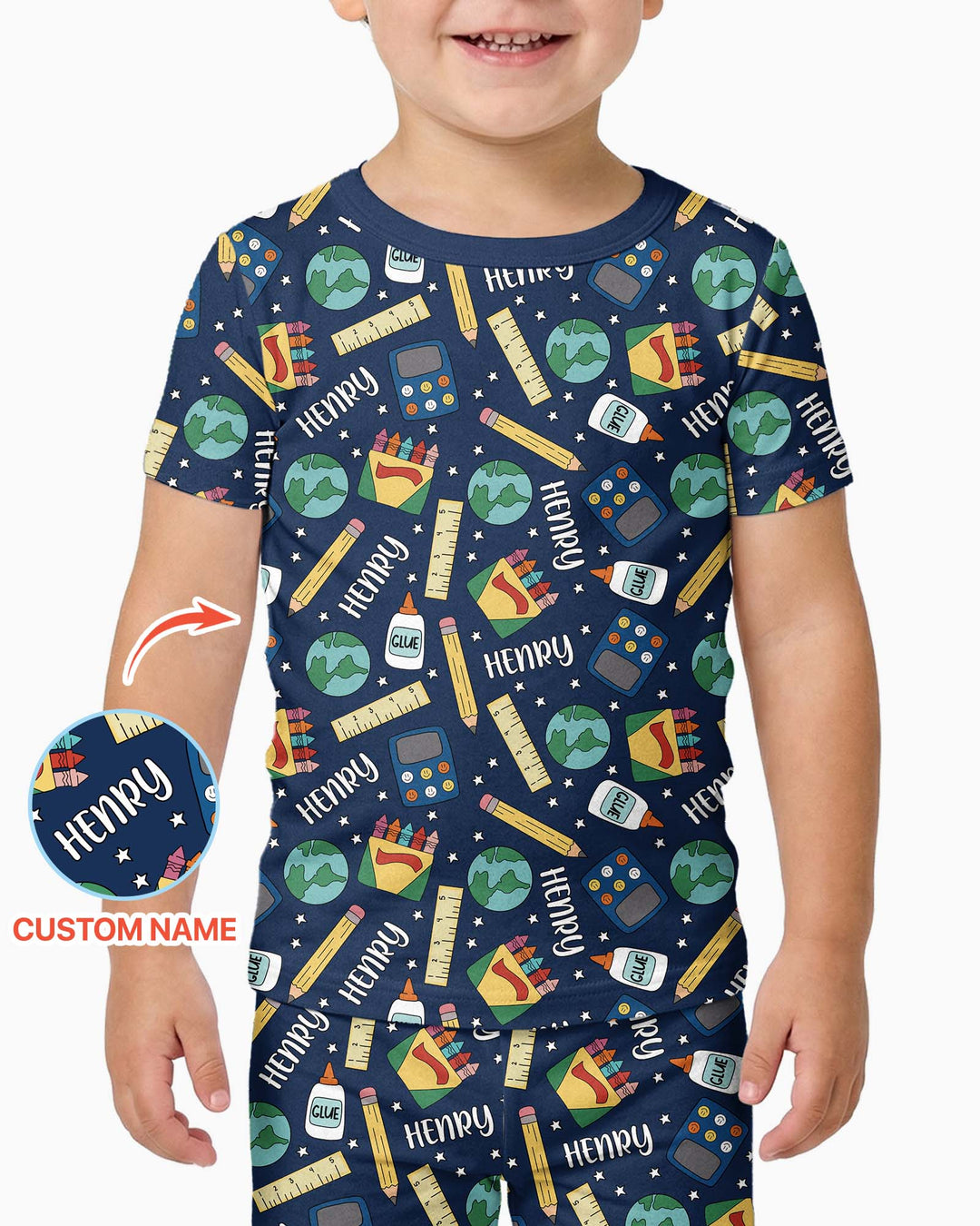 School Supply Bamboo Two Piece Short Sleeve Pajama Set