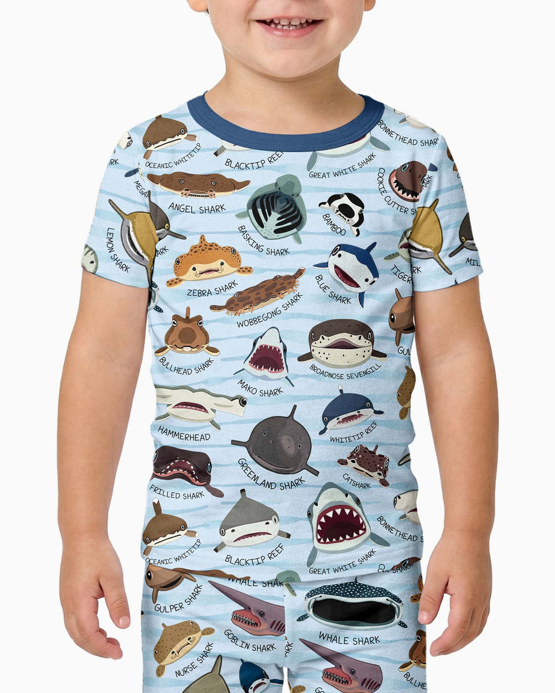 Shark Faces Bamboo Two Piece Short Sleeve Pajama Set