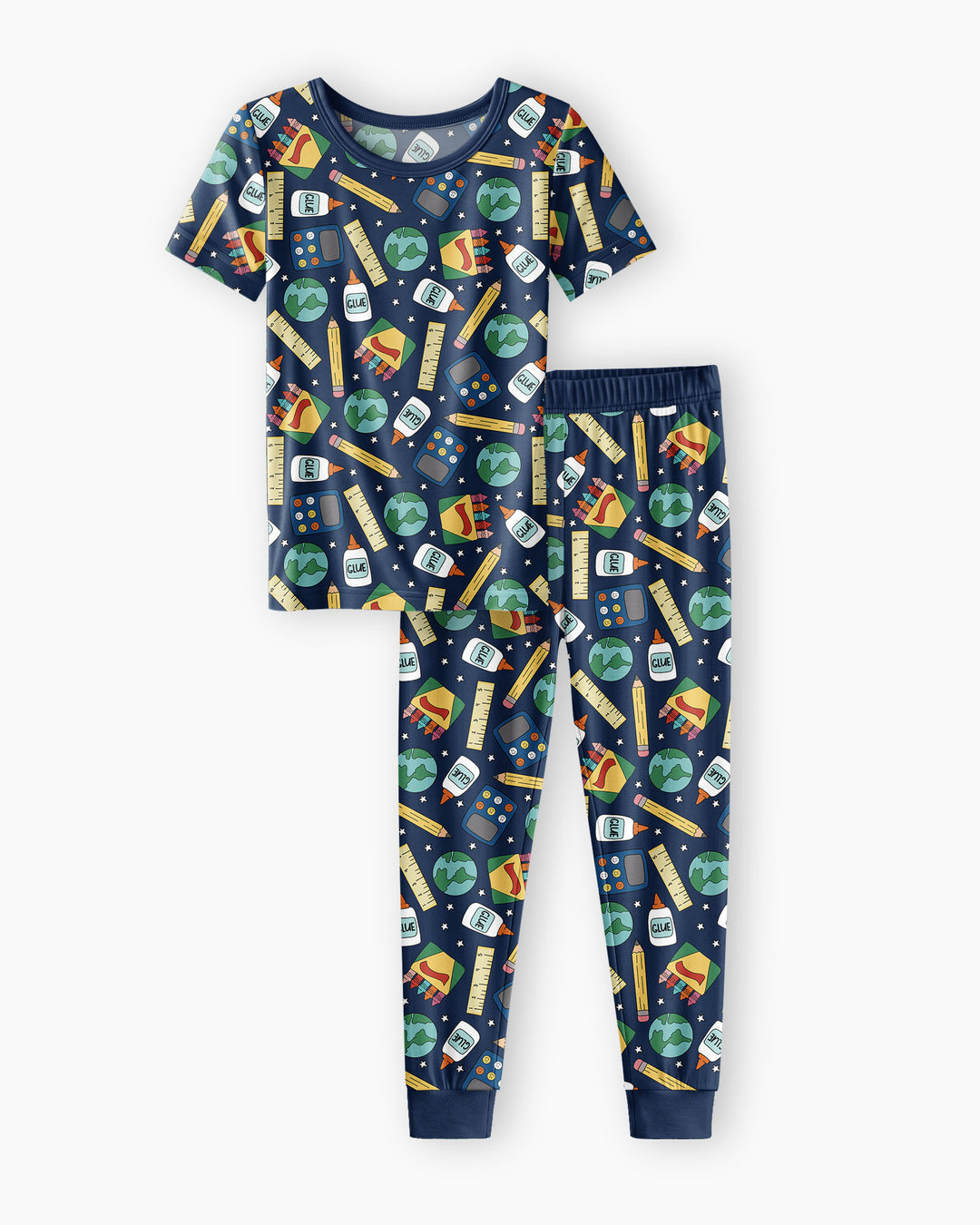 School Supply Bamboo Two Piece Short Sleeve Pajama Set