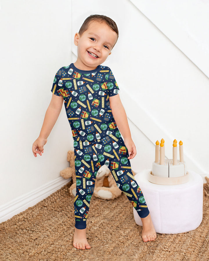 School Supply Bamboo Two Piece Short Sleeve Pajama Set