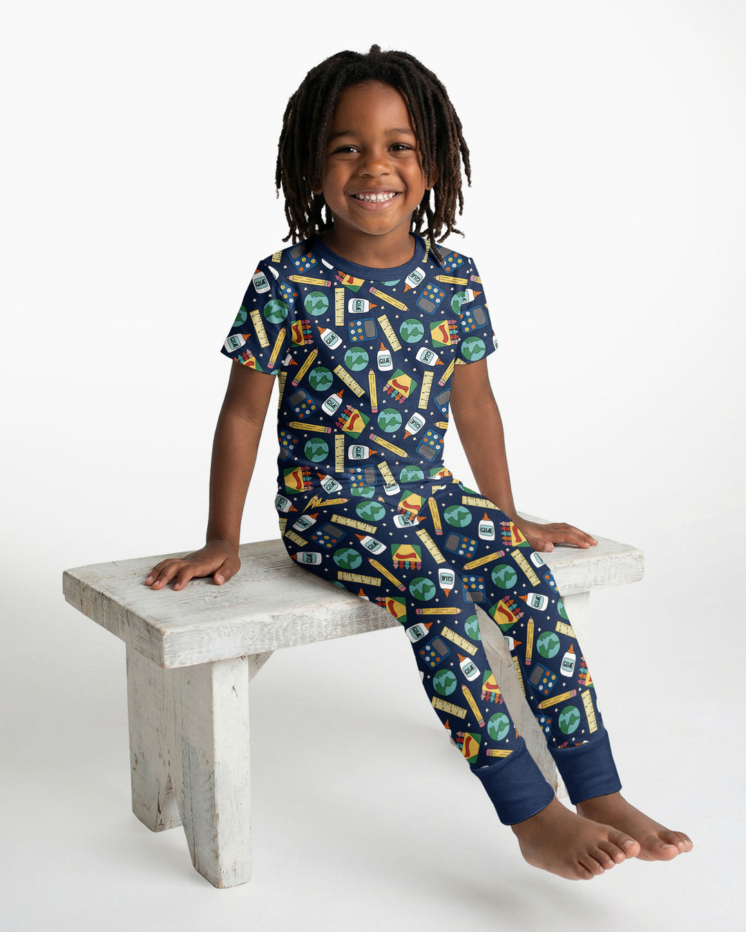 School Supply Bamboo Two Piece Short Sleeve Pajama Set