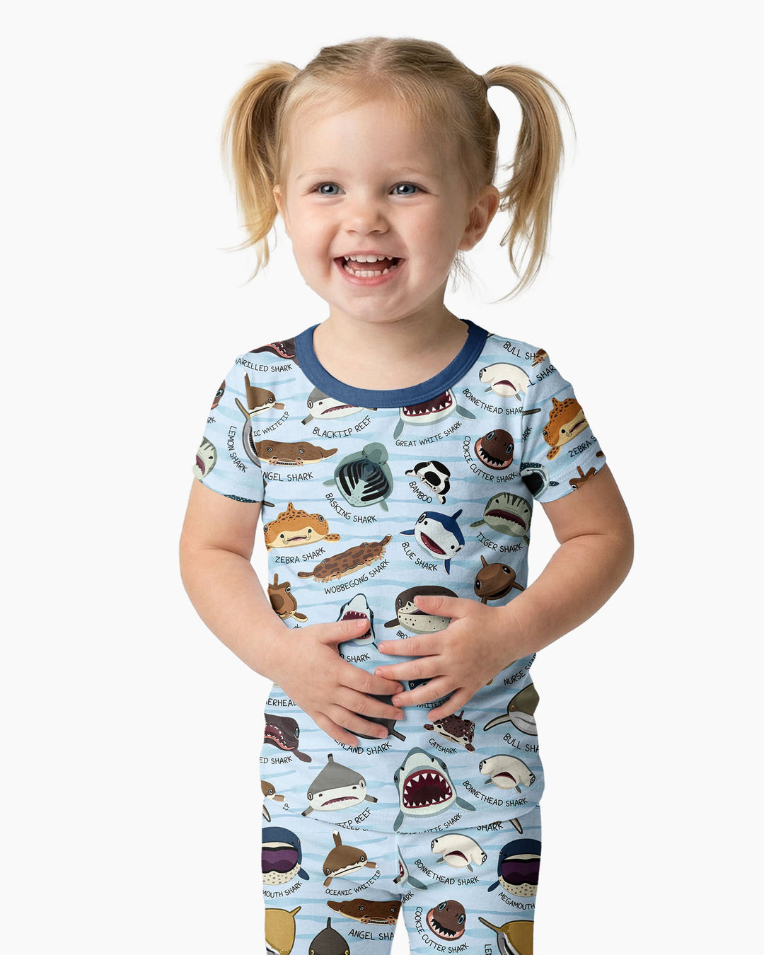 Shark Faces Bamboo Two Piece Short Sleeve Pajama Set