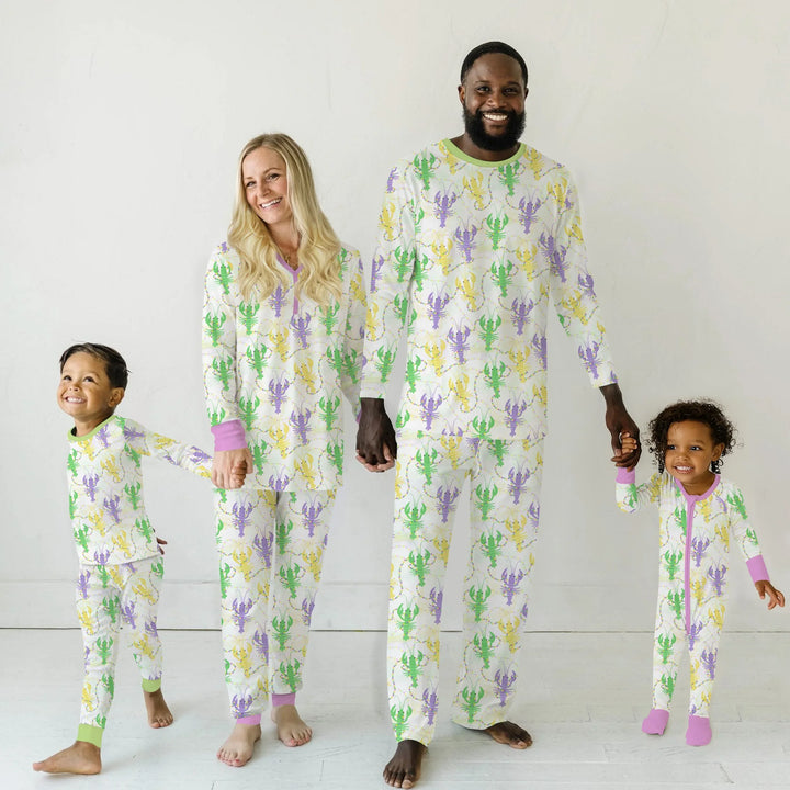 Mardi Gras Crawfish Family Matching Bamboo Men's Pajama Set