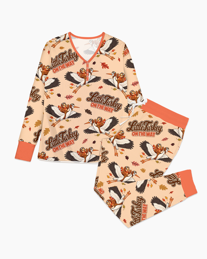 Little Turkey On The Way Family Matching Bamboo Women Pajama Set