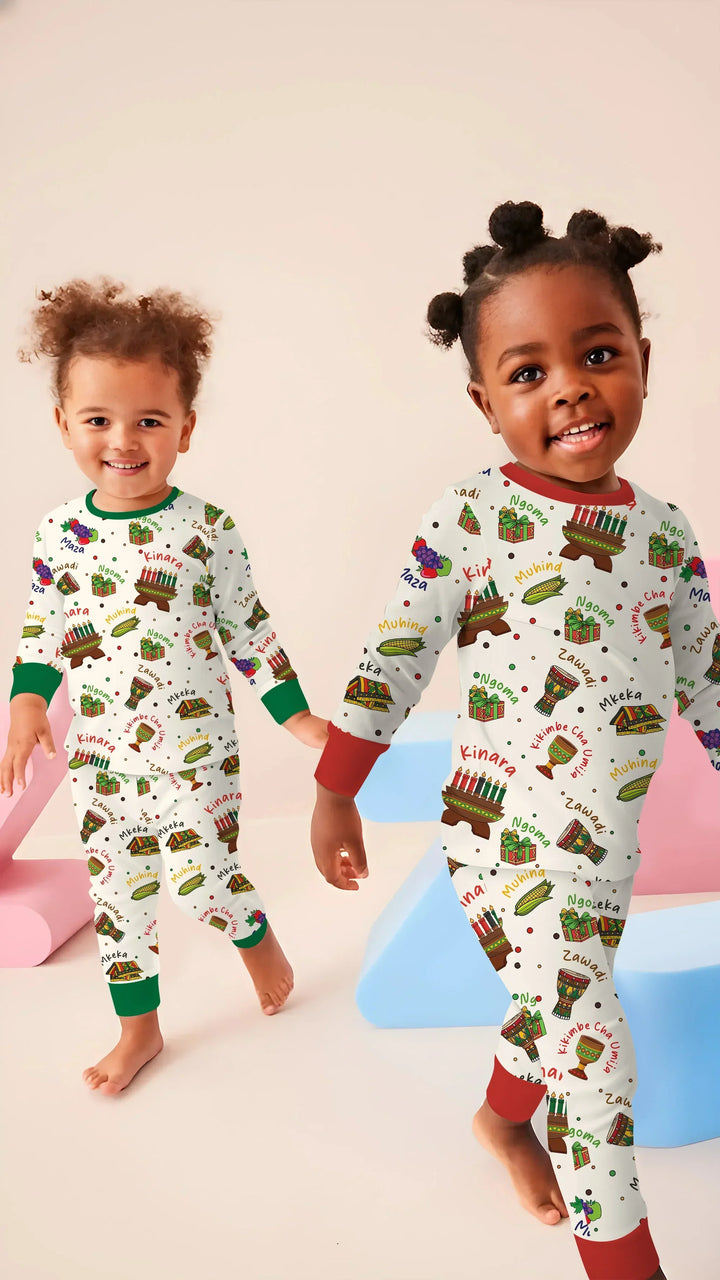 Zweiteiliges Langarm-Pyjama-Set mit Sommerfrüchten