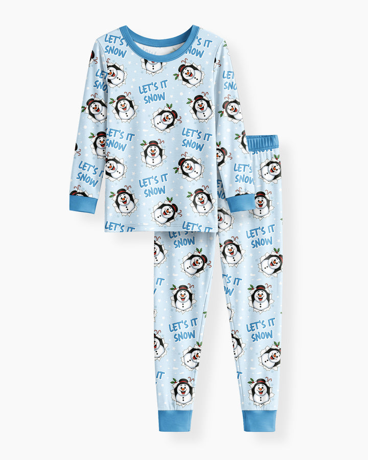 Funny Snowman Bamboo Two Piece Long Sleeve Pajama Set