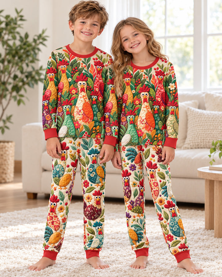 Funny Chicken Bamboo Two Piece Long Sleeve Pajama Set