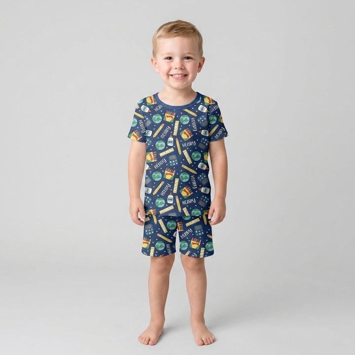 Schlafanzug-Set zweiteilig, kurze Ärmel, kurze Hose, Bambus
