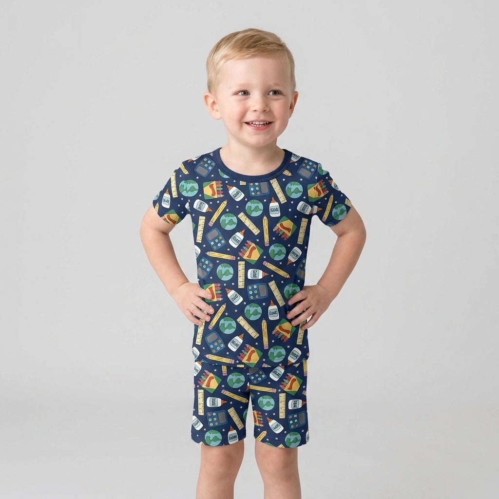 Schlafanzug-Set zweiteilig, kurze Ärmel, kurze Hose, Bambus